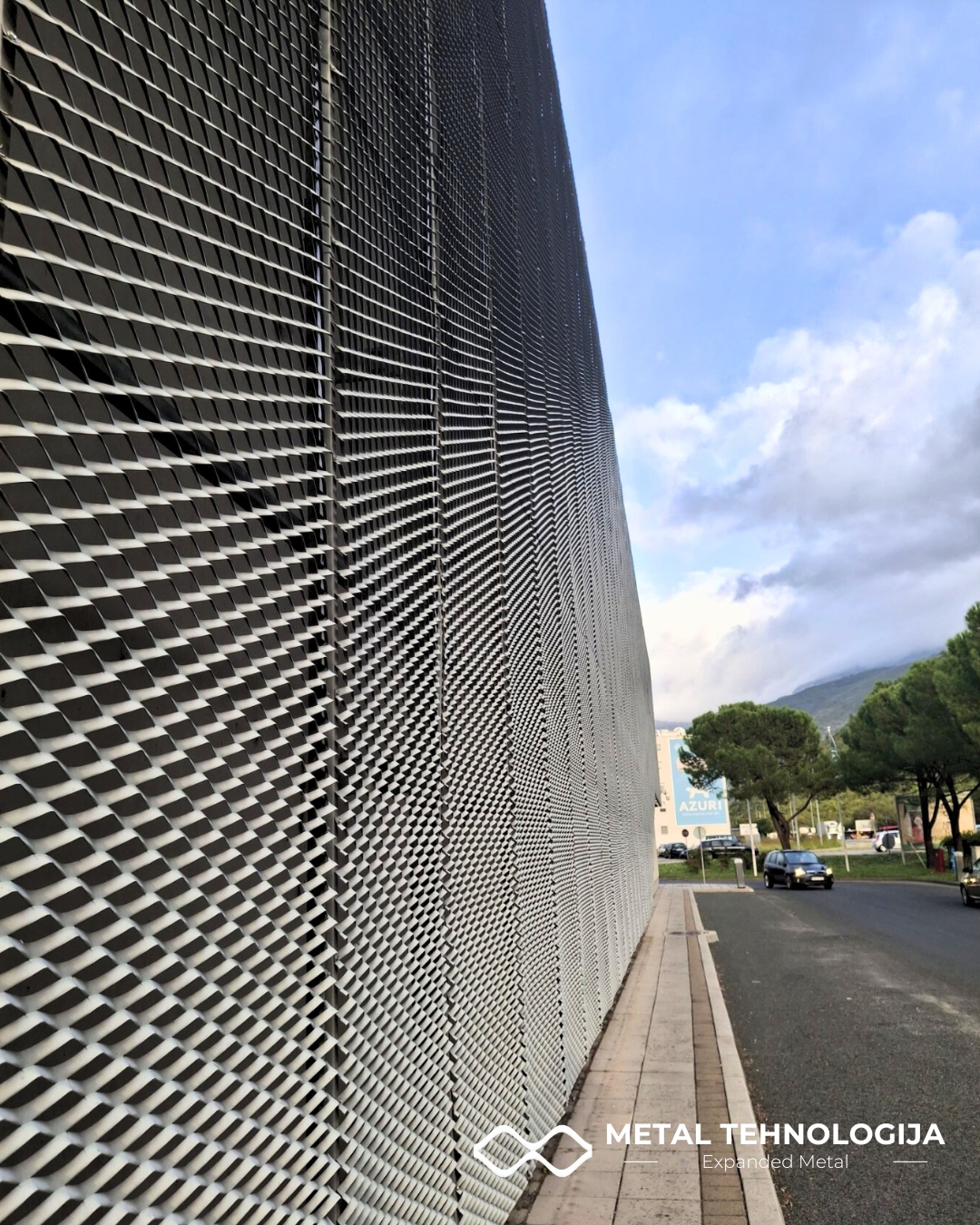 Skyline expanded metal facade on Bingo Shopping Center in Mostar